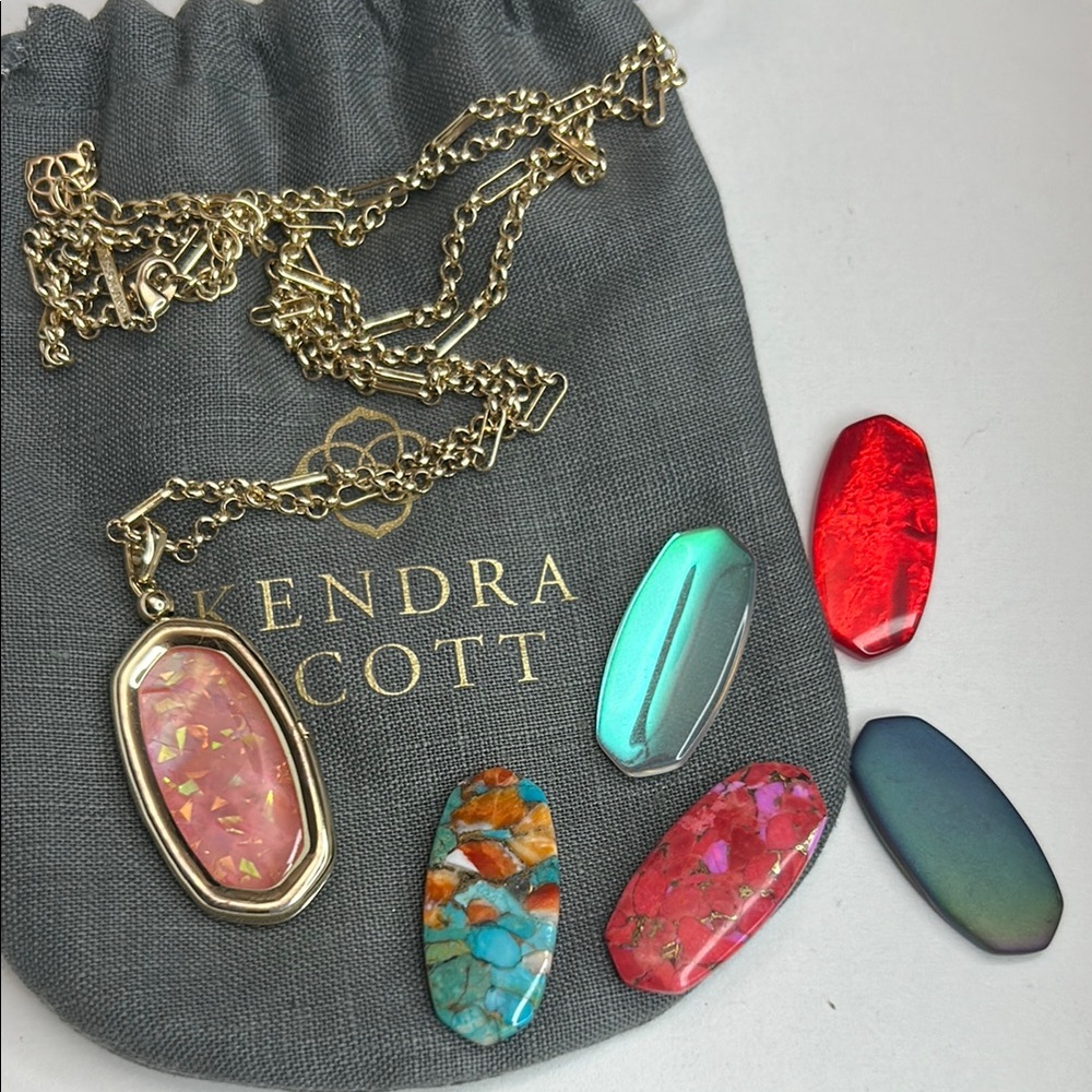 EUC Kendra Scott Gold Elle Locket Necklace with 6 stones